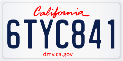 CA license plate 6TYC841