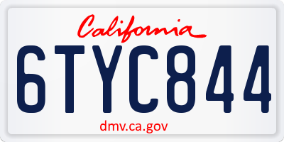 CA license plate 6TYC844