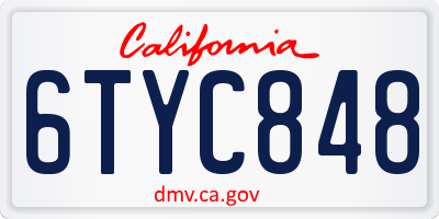 CA license plate 6TYC848