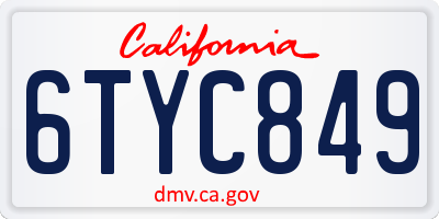CA license plate 6TYC849