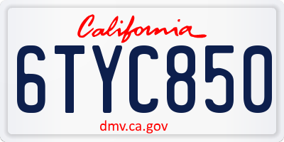 CA license plate 6TYC850