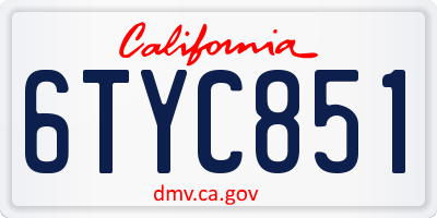 CA license plate 6TYC851