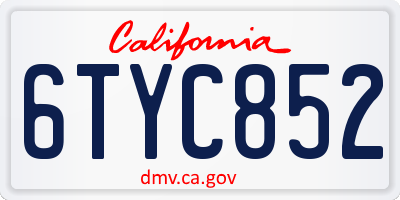 CA license plate 6TYC852