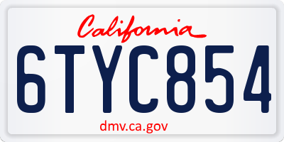 CA license plate 6TYC854