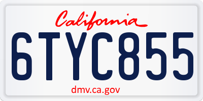 CA license plate 6TYC855