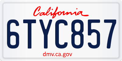 CA license plate 6TYC857