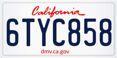 CA license plate 6TYC858