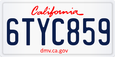 CA license plate 6TYC859