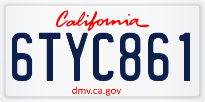 CA license plate 6TYC861