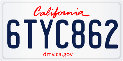 CA license plate 6TYC862