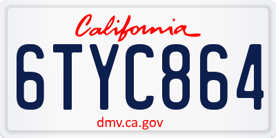 CA license plate 6TYC864
