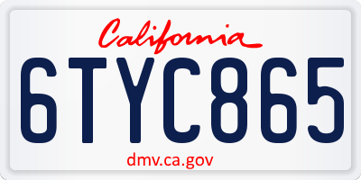 CA license plate 6TYC865