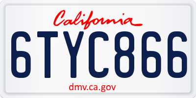 CA license plate 6TYC866