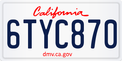 CA license plate 6TYC870