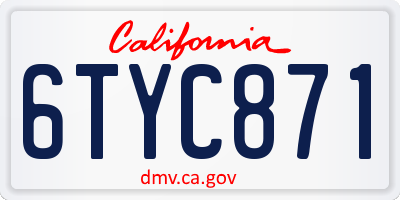 CA license plate 6TYC871