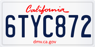 CA license plate 6TYC872
