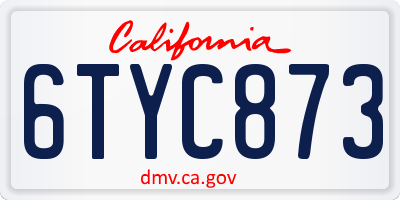 CA license plate 6TYC873