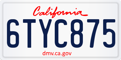 CA license plate 6TYC875