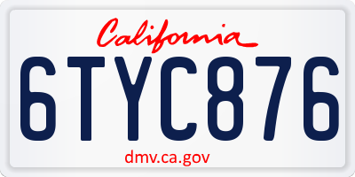 CA license plate 6TYC876