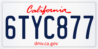 CA license plate 6TYC877