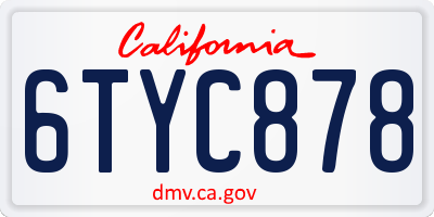 CA license plate 6TYC878