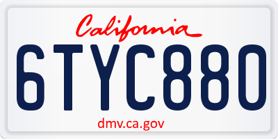 CA license plate 6TYC880
