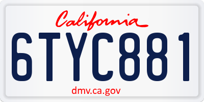 CA license plate 6TYC881
