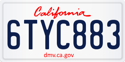CA license plate 6TYC883