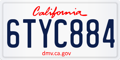 CA license plate 6TYC884