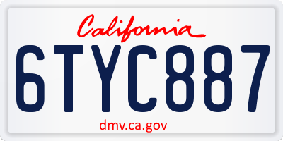 CA license plate 6TYC887