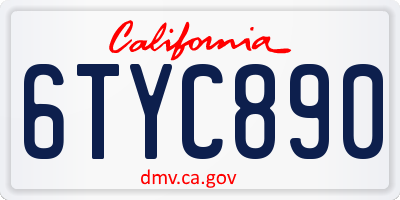 CA license plate 6TYC890