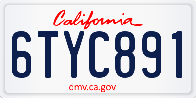 CA license plate 6TYC891