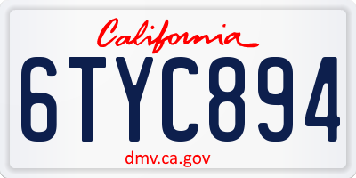 CA license plate 6TYC894