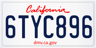 CA license plate 6TYC896
