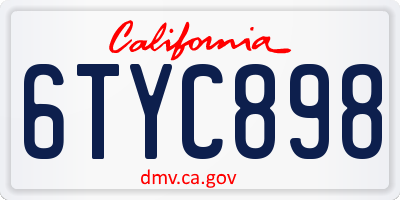 CA license plate 6TYC898