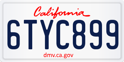 CA license plate 6TYC899