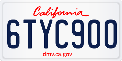 CA license plate 6TYC900
