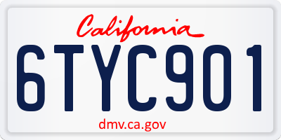 CA license plate 6TYC901