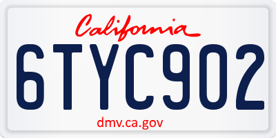 CA license plate 6TYC902