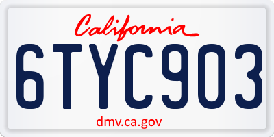 CA license plate 6TYC903