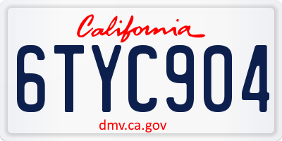 CA license plate 6TYC904