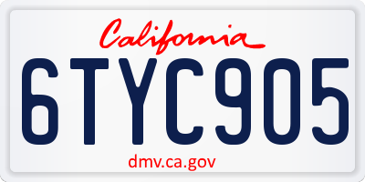 CA license plate 6TYC905