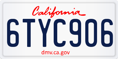 CA license plate 6TYC906