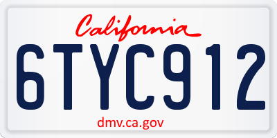 CA license plate 6TYC912