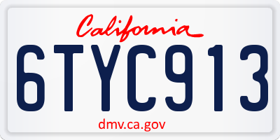CA license plate 6TYC913