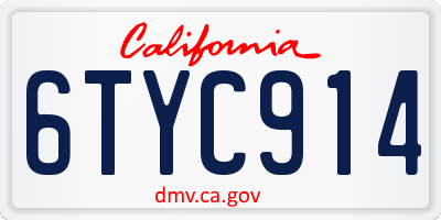 CA license plate 6TYC914