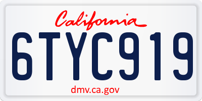 CA license plate 6TYC919