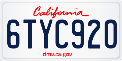 CA license plate 6TYC920