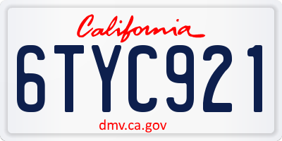CA license plate 6TYC921