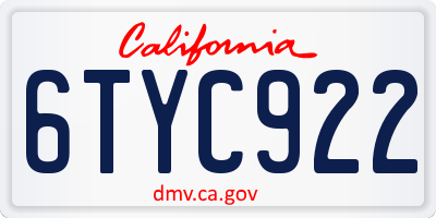 CA license plate 6TYC922